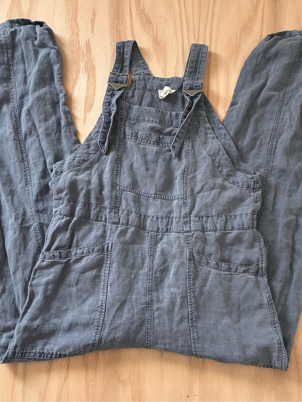 Nicole Miller Slate Blue Women's Linen Blend Overalls Size Small